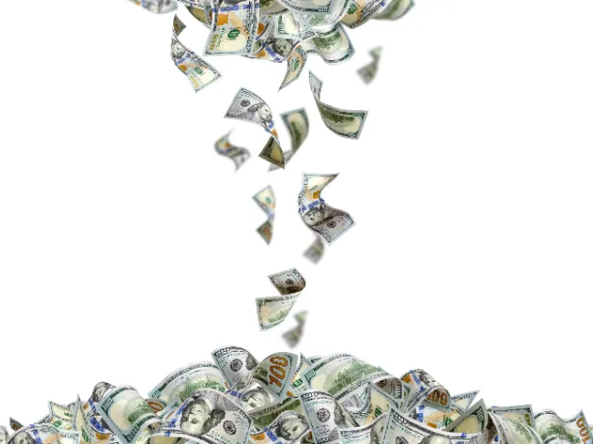 cash falling from sky